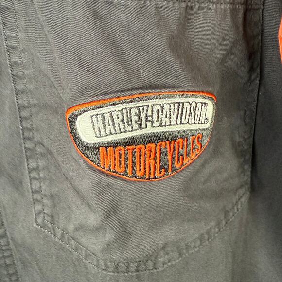 VTG Harley Davidson Motorcycles 2XL Embroidered Garage Mechanic Retro Shirt Men - Picture 6 of 10